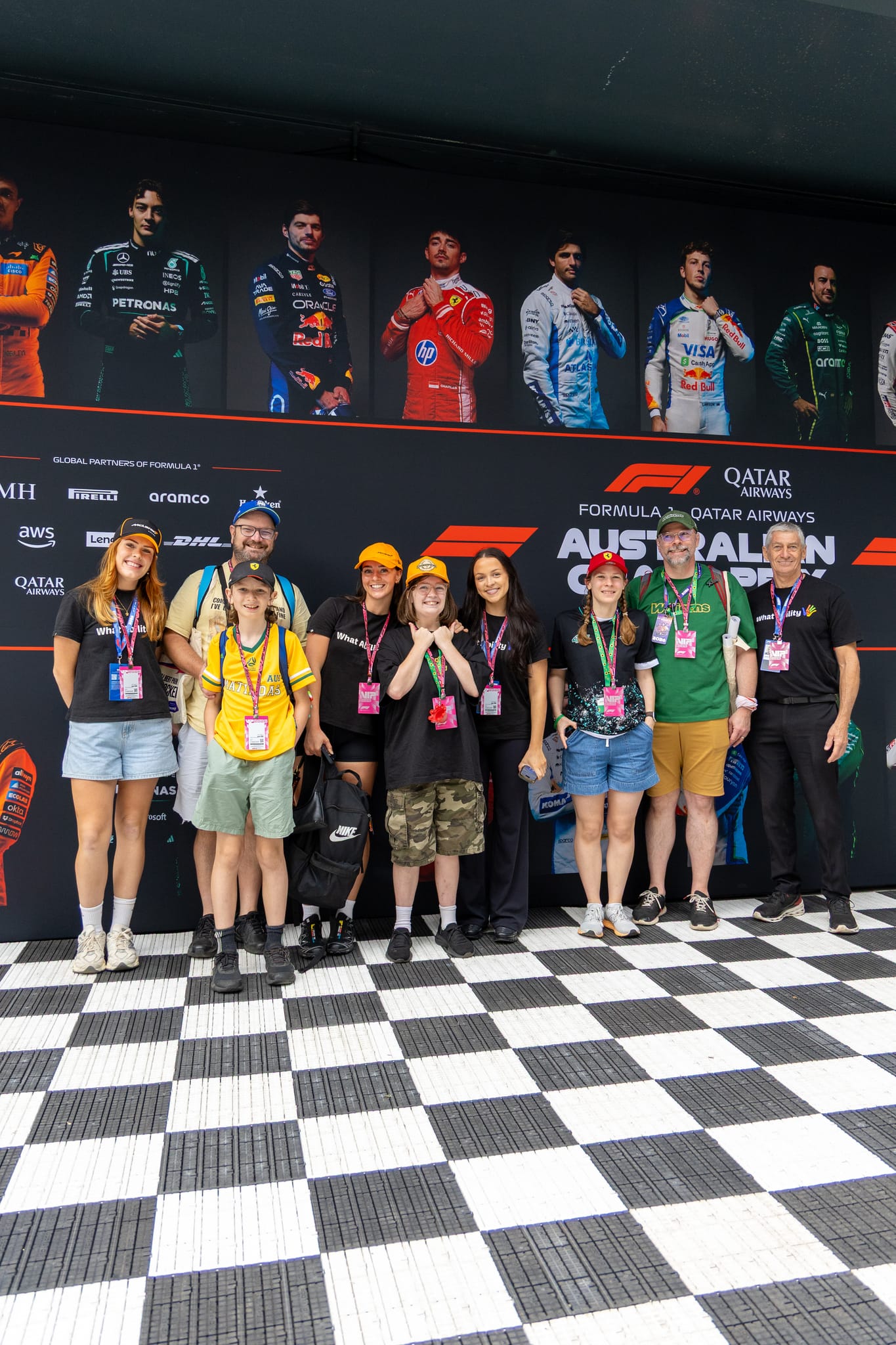 A group of What Ability participants at the Australian Grand Prix